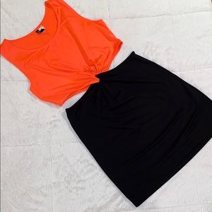 Coral and Black Dress